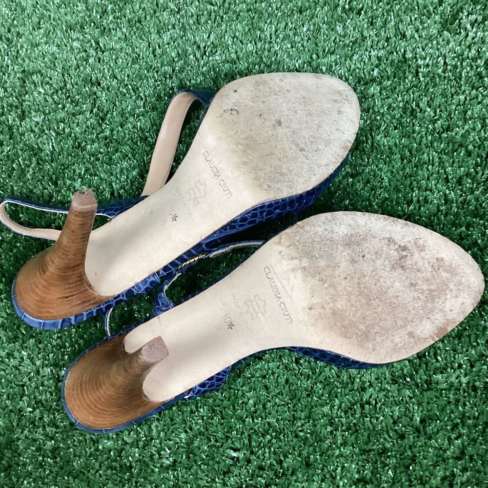 Vintage Claudia Ciuti  Blue Sandal Heel Pumps 10M - Picture 9 of 13
